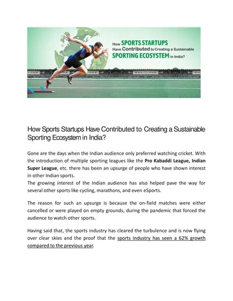 Ppt How Sports Startups Have Contributed To Creating A Sustainable