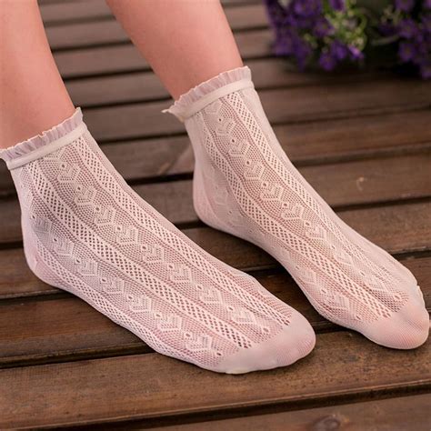 4 Colors High Quality Cotton Floral Hollow Thin Socks Women Lace Invisible Ankle Sock Low Cut