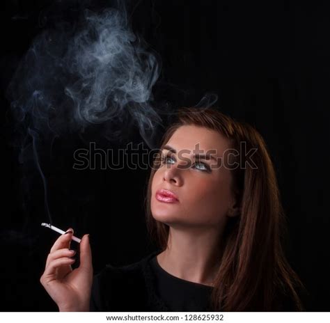 Girl Smoke Coming Out Her Mouth Stock Photo Edit Now 128625932