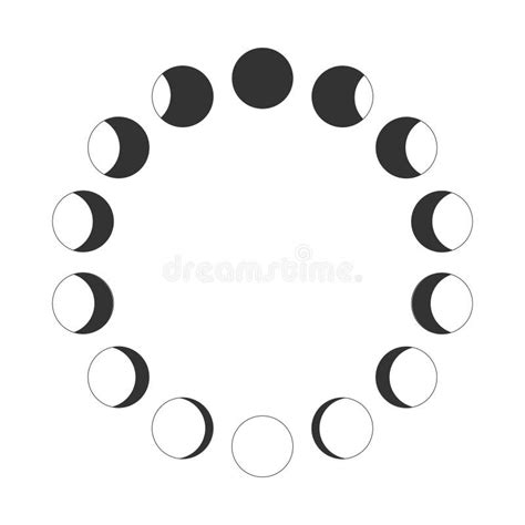 Outline Moon Phases Calendar Lunar Cycle Waning And Waxing Moon