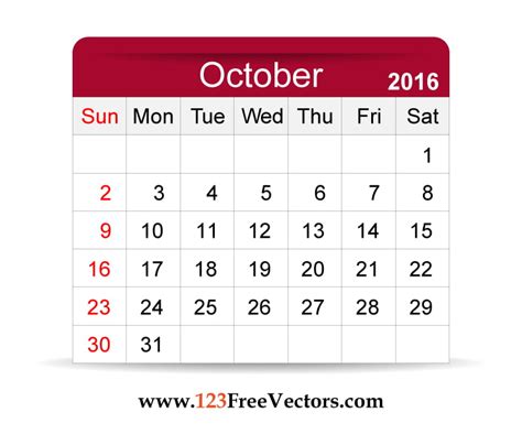 Free Vector 2016 Calendar October Ai Eps Uidownload