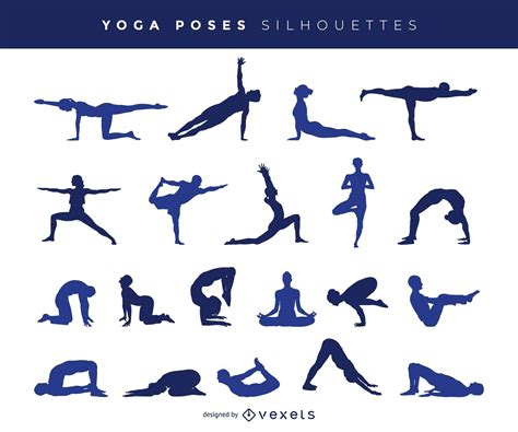 Yoga Poses Silhouettes Vector Download