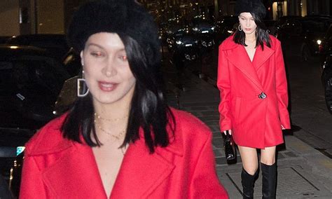 Bella Hadid Flaunts Her Slender Pins In Paris Daily Mail Online