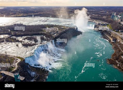 Aerial View Of Niagara Falls Usa And Canada Stock Photo Alamy