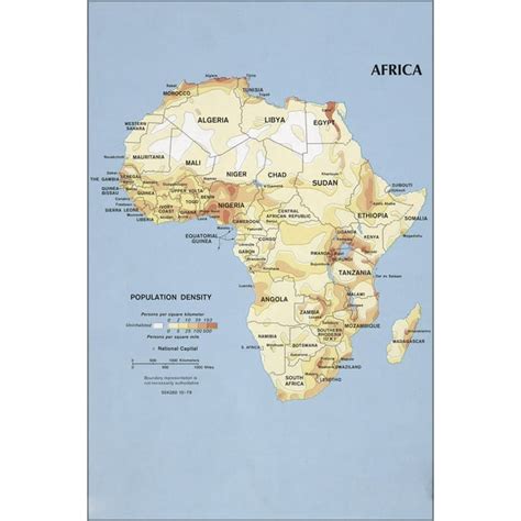 24x36 Gallery Poster Cia Map Of Africa Population Density 1979