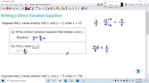 Writing A Direct Variation Equation Youtube
