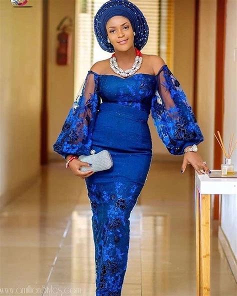Blue Lace Asoebi Styles For Classy Women Nigerian Lace Dress Latest