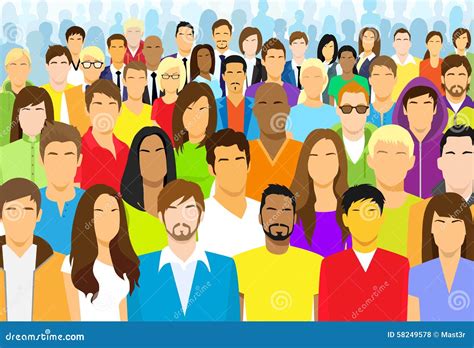 Group Of Casual People Face Big Crowd Diverse Stock Vector Image