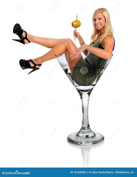 Young Woman In Martini Glass Stock Image Image Of High Liquid 16164283
