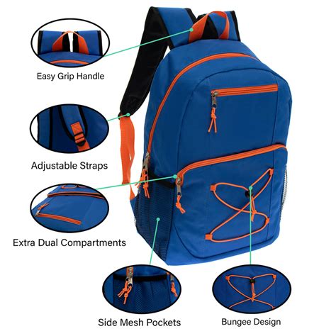 17 Bungee Wholesale Backpack In 8assorted Colors Bulk Case Of 24