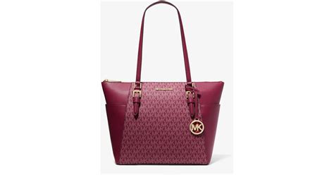Michael Kors Charlotte Large Logo And Leather Top Zip Tote Bag Lyst