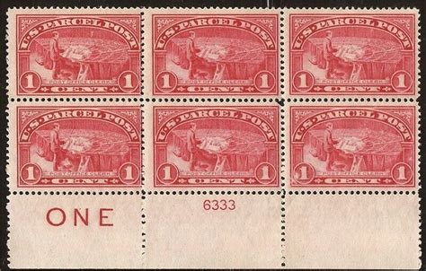Us Stamp 1913 1c Parcel Post Plate Block Of 6 Stamps Mnh Scott Q1