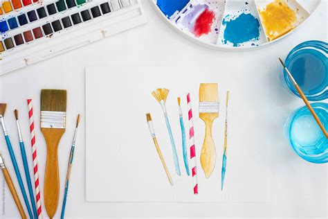 Painting Watercolour Brushes By Stocksy Contributor Catherine