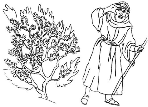Moses Bedazzled To Burning Bush Coloring Pages Netart Cross Coloring