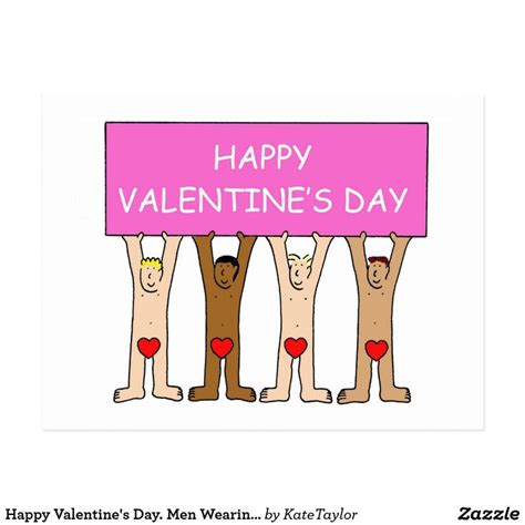 Happy Valentines Day Men Wearing Hearts Postcard