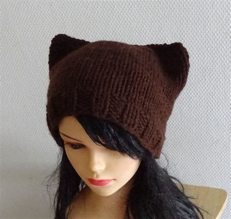 Cat Ears Hat Cat Beaie Chunky Knit Winter Accessories By Ifonka 3000