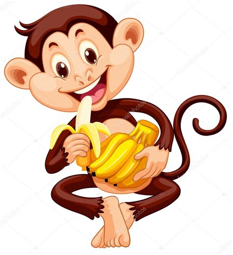 Little Monkey Eating Banana — Stock Vector © Interactimages 95773332