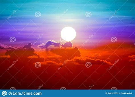 Colorful Heap Red Sunset Cloud And Sun On Sky Stock Photo Image Of