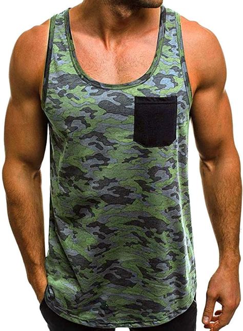 Ultra Soft Mens Vest Cotton Singlet Vests Underwear Muscle Camouflage Mens Bodybuilding