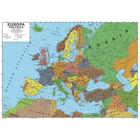 Carta Geografica Murale Europa 100x140 Scolastica Bifacciale Fisica E