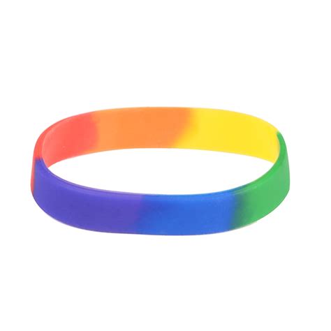 Silicone Bracelet Rubber Gay Lesbian Gay Pride Bracelets Rainbow Color Simple Aliexpress