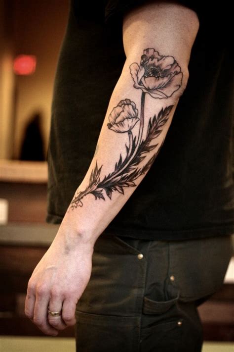 Black And White Lovely Poppy Tattoo On Arm Tattoomagz › Tattoo