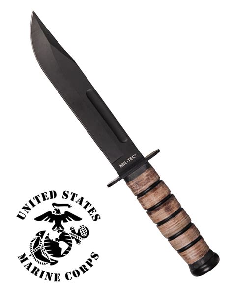 Miltec 15367000 Original Usmc Combat Knife With Leather Case 15367000