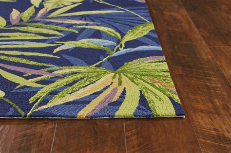 Ink Blue Playa Tropical Indoor Outdoor Rug