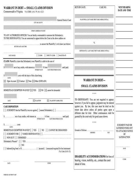 How To Fill Out A Warrant In Debt Form Fill Out And Sign Online Dochub