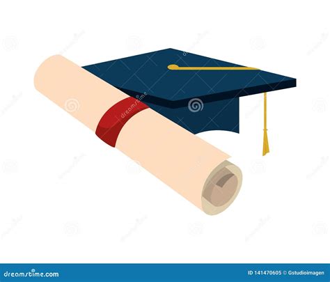Graduation Certificate Roll And Hat Stock Vector Illustration Of