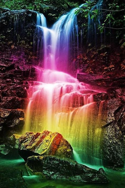 Colorful Waterfall Rainbow Waterfall Waterfall Beautiful Waterfalls