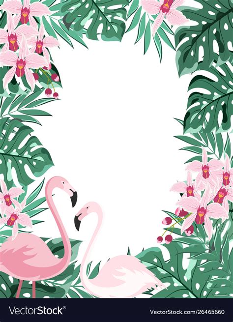Flamingo Floral Frame Royalty Free Vector Image