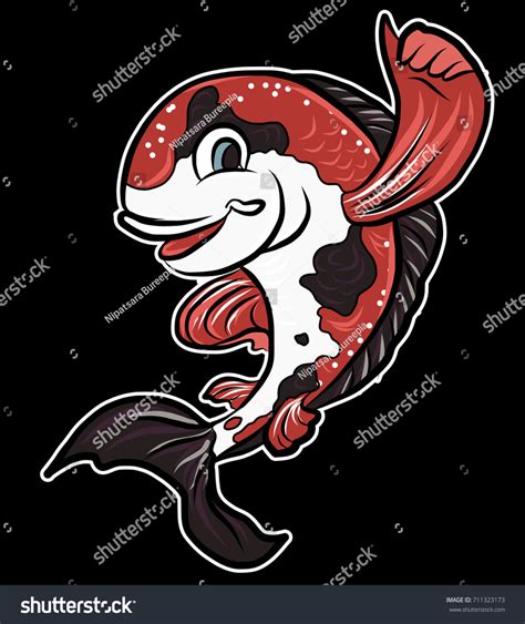 Koi Carp Fish Cartoon Sticker Vector Stock Vector Royalty Free 711323173