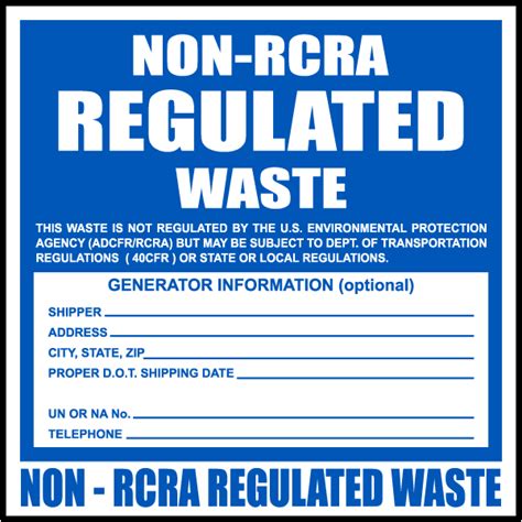 Non Rcra Regulated Waste Label Claim Your Discount