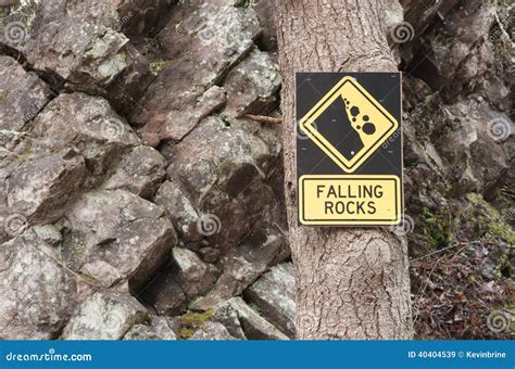 Falling Rocks Sign Stock Image Image Of Hillside Care 40404539