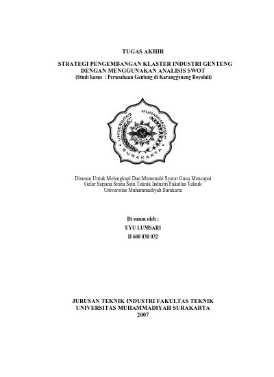 Strategi Pengembangan Klaster Industri Genteng Dengan Menggunakan