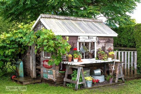 Rustic Shed Reveal With Potting Shed Garden Sign And Potting Bench