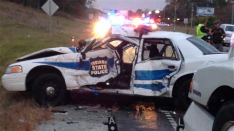 Indiana State Trooper Trapped After Semi Crashes Into Police Car Abc7