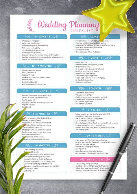 Wedding Planner Checklist Printable
