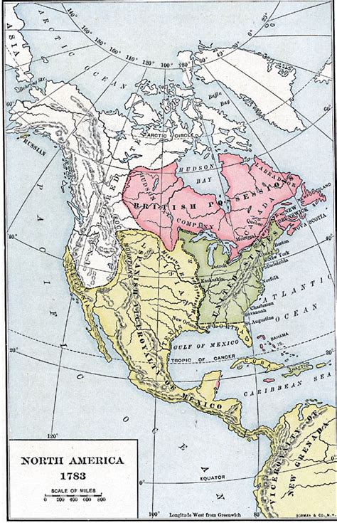 North America 1783 Map Cities And Towns Map