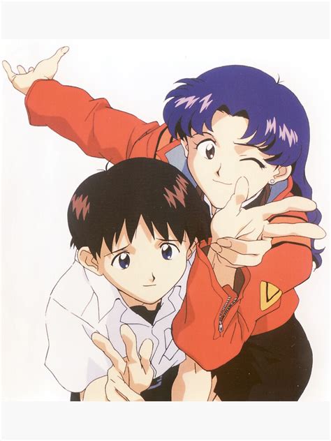 Misato And Shinji Neon Genesis Evangelion Sticker By Nerdfordays