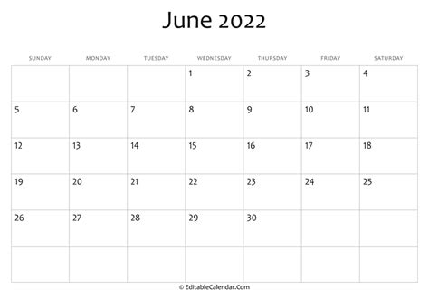 June 2022 Printable Calendar With Holidays