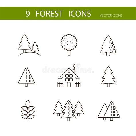 Forest Icons Set Vector Trees Iconsvector Stock Vector Illustration