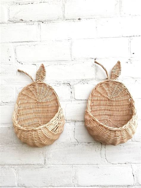 Wicker Wall Basket Set Hanging Baskets Eco Friendly Nursery Etsy