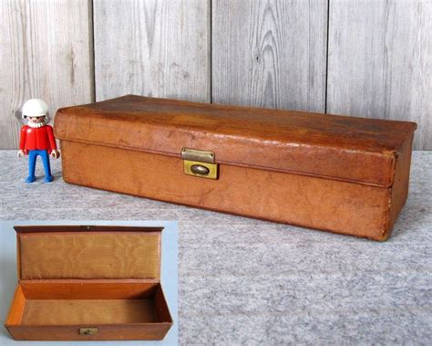 Antique Leather Glove Box Vintage Long Trinket Or Jewellery Box In