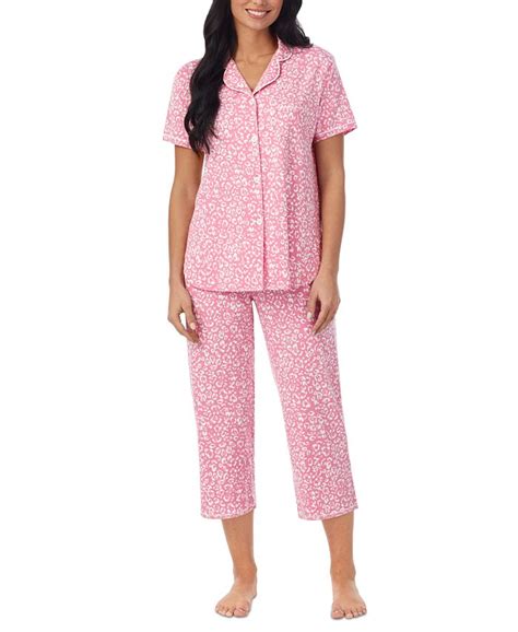 Cuddl Duds Womens Printed Notched Collar Capri Pajama Set Macys