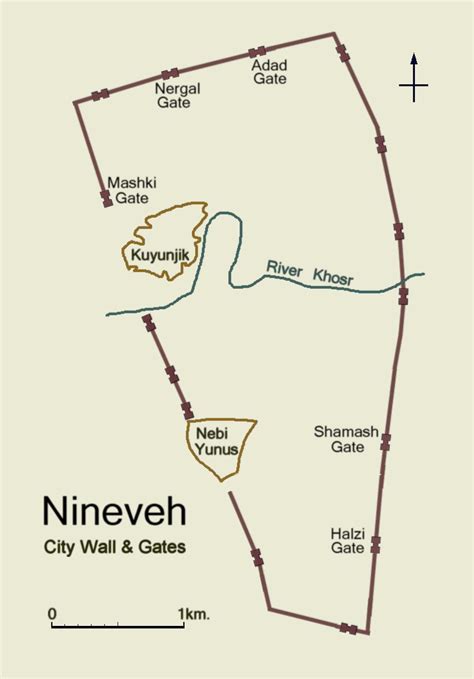Plano Simplificado Da Antiga Nínive Mostrando A Muralha Da Cidade E A