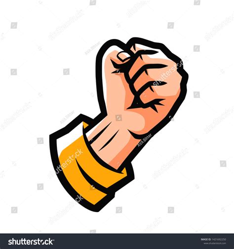 Clenched Fist Fight Emblem Label Cartoon Stock Vector Royalty Free