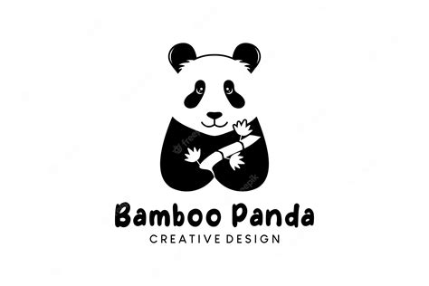 Premium Vector Simple Panda Hugging Bamboo Icon Logo Design Vector