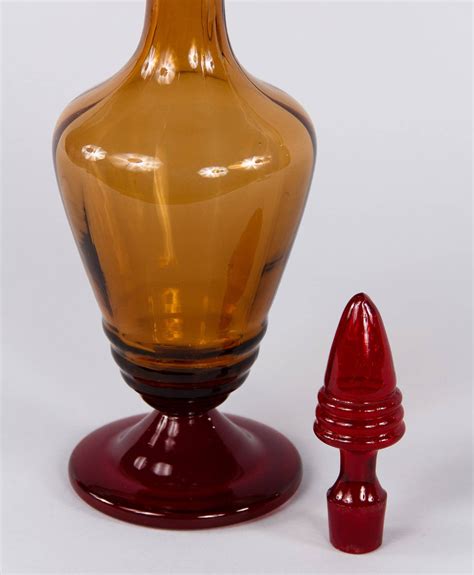 French Red And Amber Glass Decanter 1940s For Sale At 1stdibs